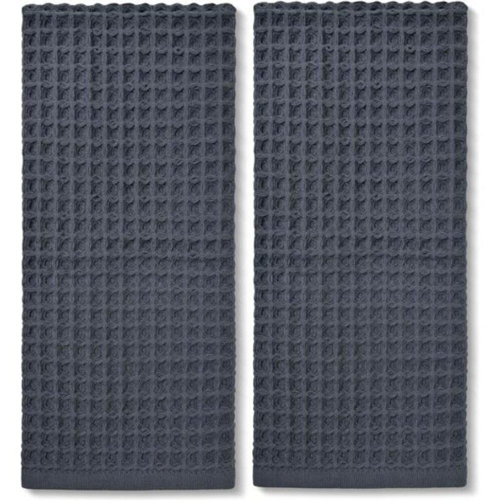Waffle Hand Towels Set 2 Pack Cotton Quick Dry Lint Free Bathroom Kitchen Face